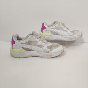 Puma Girl's Sneakers in White Pink Yellow Size 1.5 Sporty Athletic